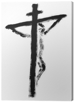 Jesus On The Cross Drawn With Watercolors Canvas Print - Watercolor Painting (400x400), Png Download