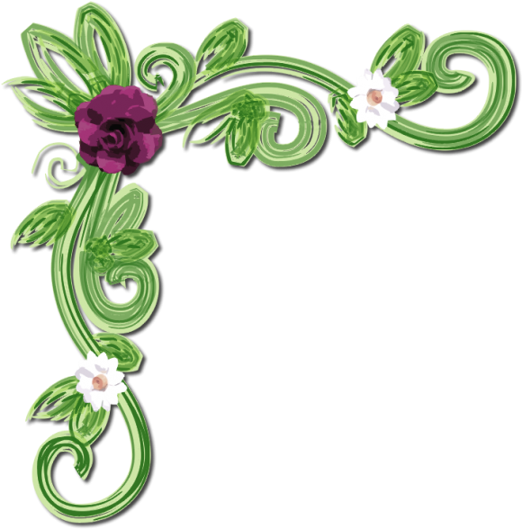 Floral Corner - Green Corner Flower Png (589x600), Png Download