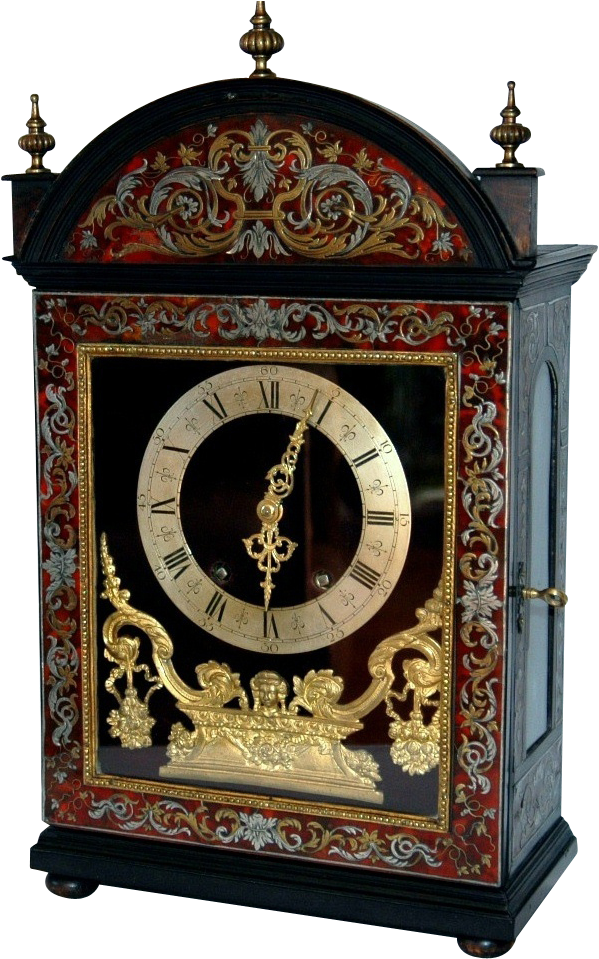 Antique French Boulle Marquetry Bracket Clock - Quartz Clock (958x958), Png Download