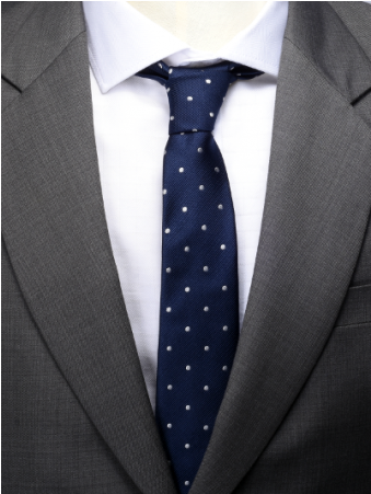 Navy W/white Dots Silk Tie (750x450), Png Download