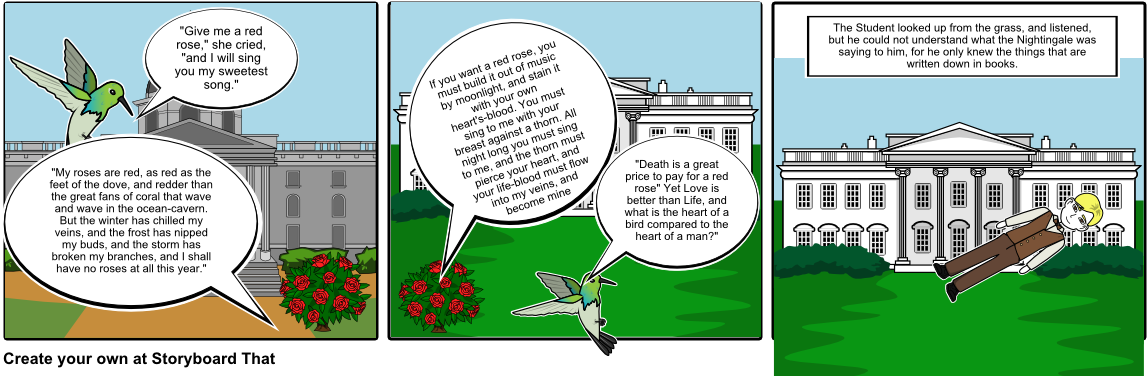 The Nightingale And The Rose - Cartoon (1164x385), Png Download