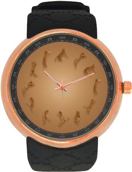 Conceptual Cat O'clock Jumping Cats Men's Rose Gold - Strap (1000x1000), Png Download