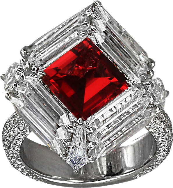 Orange Red Spinel Diamond Ring - Pre-engagement Ring (700x700), Png Download