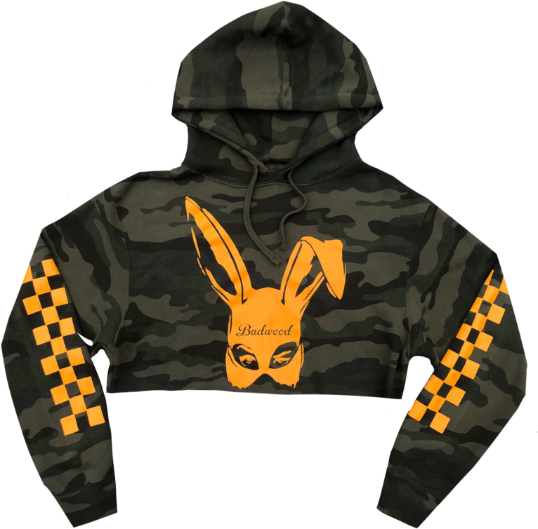 Bad Bunny Cropped Hoodie In Camo - Top (768x1024), Png Download