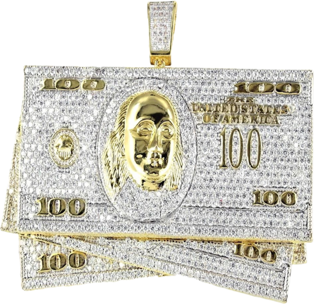 Iced Out Benjamin Bills Pendant - Handbag (620x600), Png Download