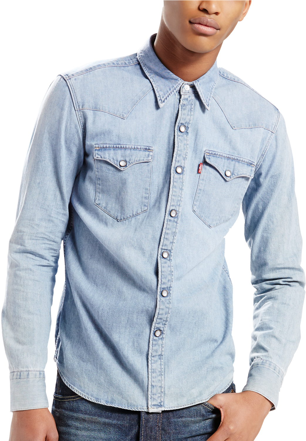 Levis Womens Denim Shirt Dress - Levis Fitted Denim Shirt (1254x1500), Png Download