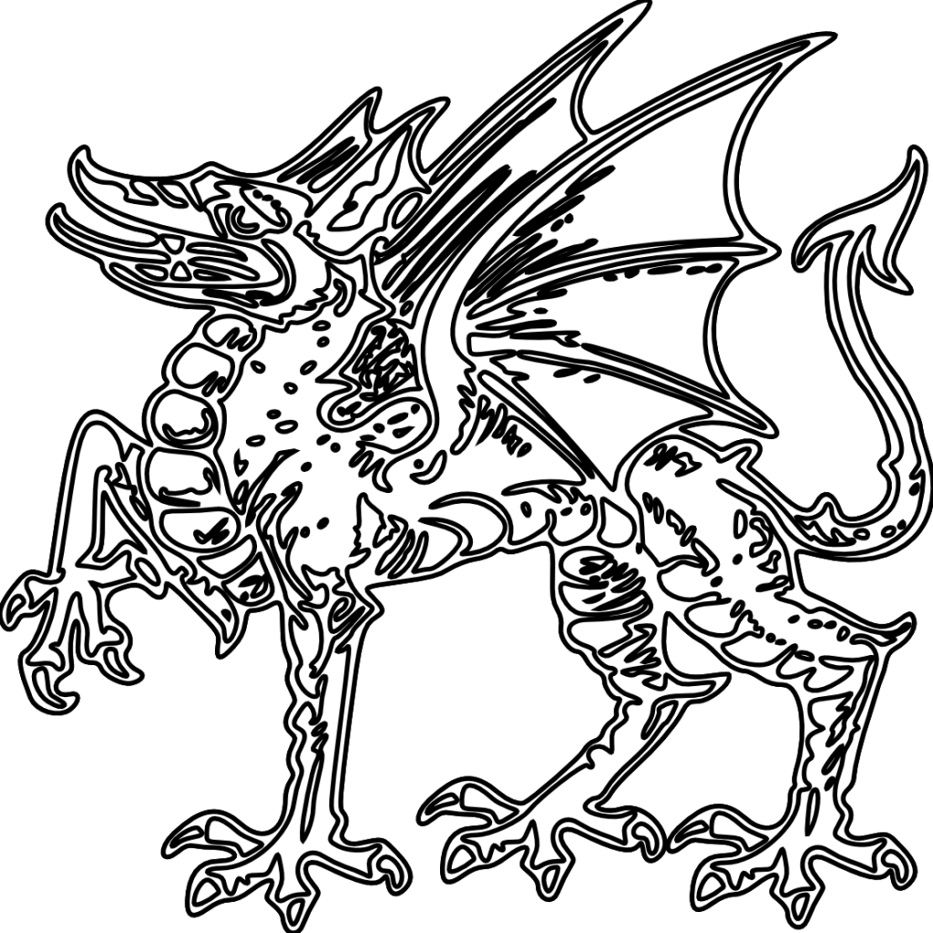 Simple Dragon Clipart Coloring Book 9 Black And White - Dragon Coat Of Arms Png (1024x1024), Png Download