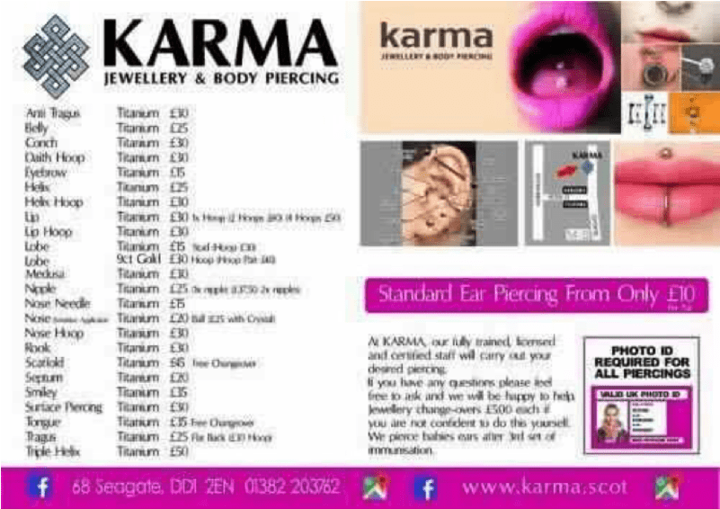 Karma Dundee Piercing Prices (800x800), Png Download