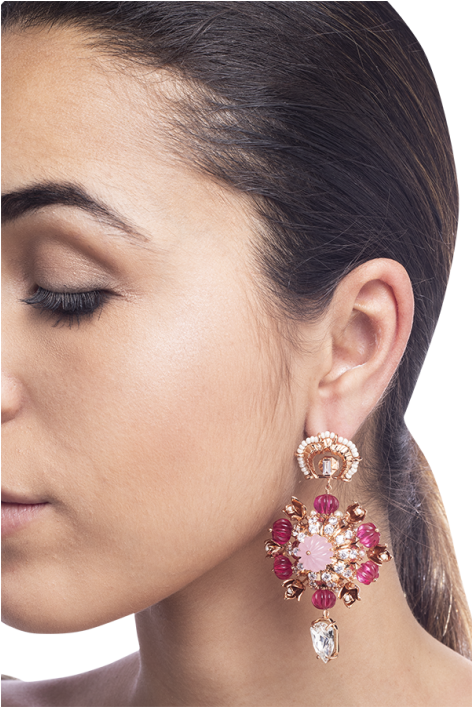 Jardin De Rosa Ear Pendants Jardin De Rosa Ear Pendants - Earrings (554x706), Png Download