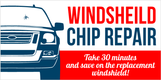 Windshield Chip Repair Vinyl Banner With Cracked Windshield - Ford Motor Company (560x560), Png Download