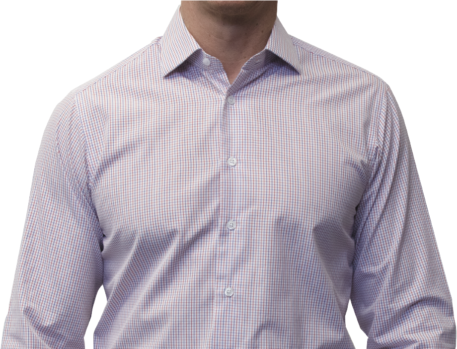 Blue Red Check Shirt 140s 2 Ply Cotton - Long-sleeved T-shirt (985x701), Png Download