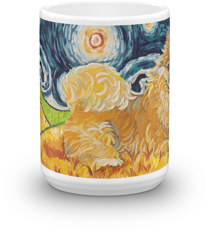 Pomeranian Starry Night Mug-15oz - Dog (1000x1000), Png Download