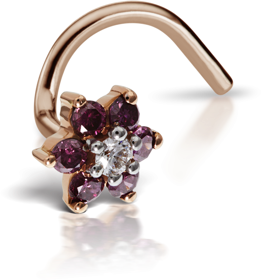5mm Rose-purple Diamond Flower Nostril Stud - Amethyst (850x850), Png Download