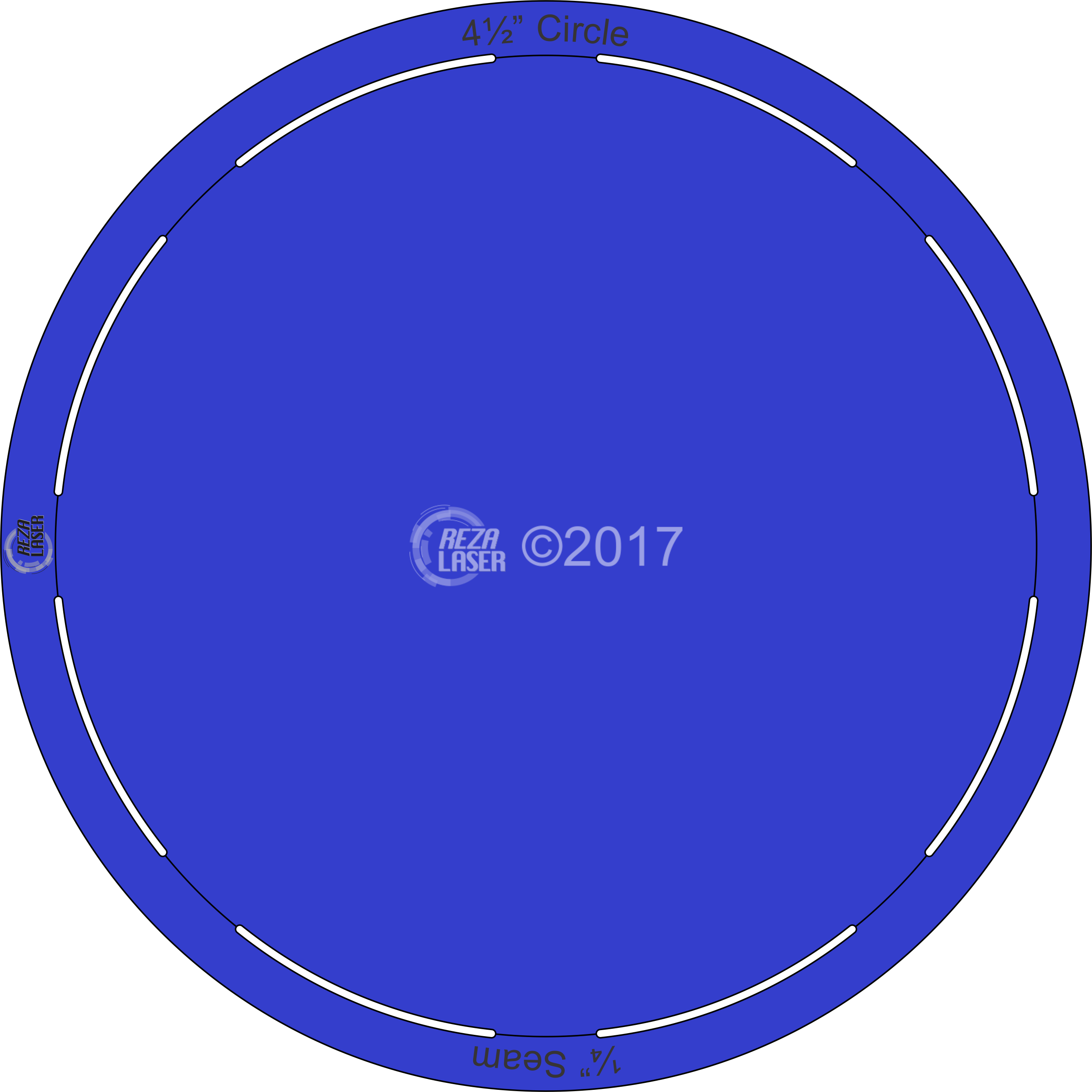 Circle 4½” Inch Acrylic Template Keyhole With ¼” Seam (2504x2504), Png Download