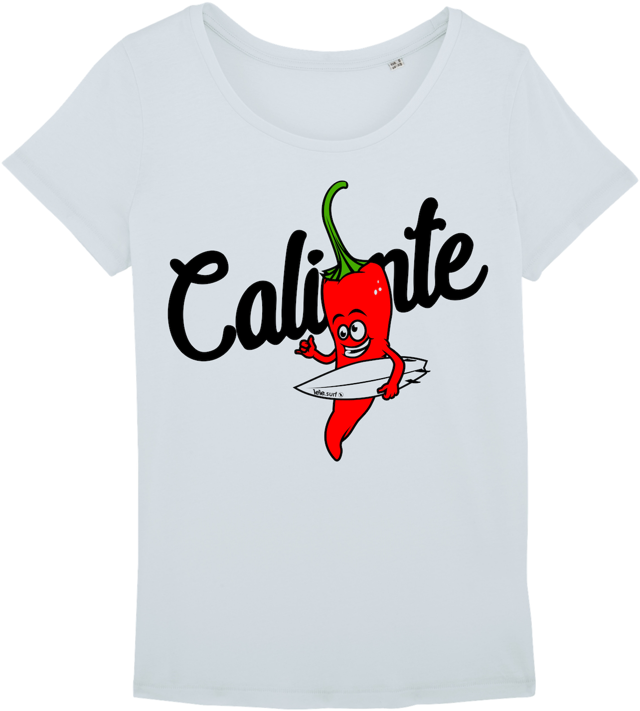 Surf T-shirt Women Baby Blue, Stoked Pepper - Cartoon (1500x1500), Png Download