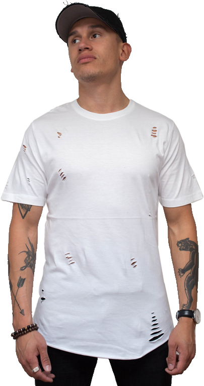 Ripped Long T-shirt - Adidas Originals White T Shirt Mens (506x765), Png Download