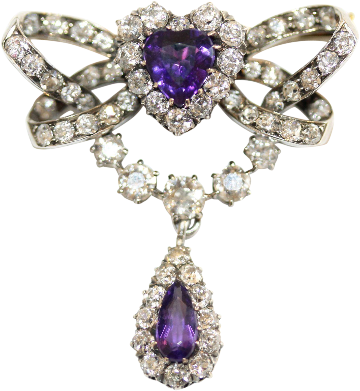 Antique Victorian 14 Carat Gold Amethyst And Old Cut - Diamond (1550x1550), Png Download