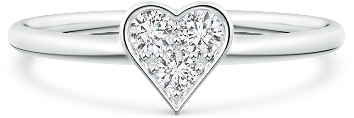 Pave Set Lab Grown Diamond Heart Promise Ring - Pre-engagement Ring (1500x1500), Png Download
