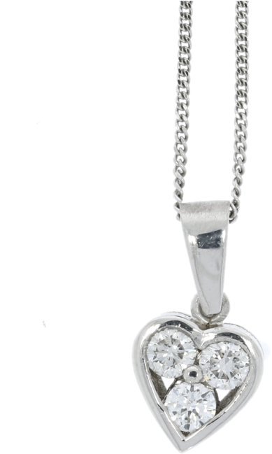18ct White Gold Diamond Heart Shaped Pendant & Chain - Locket (651x800), Png Download