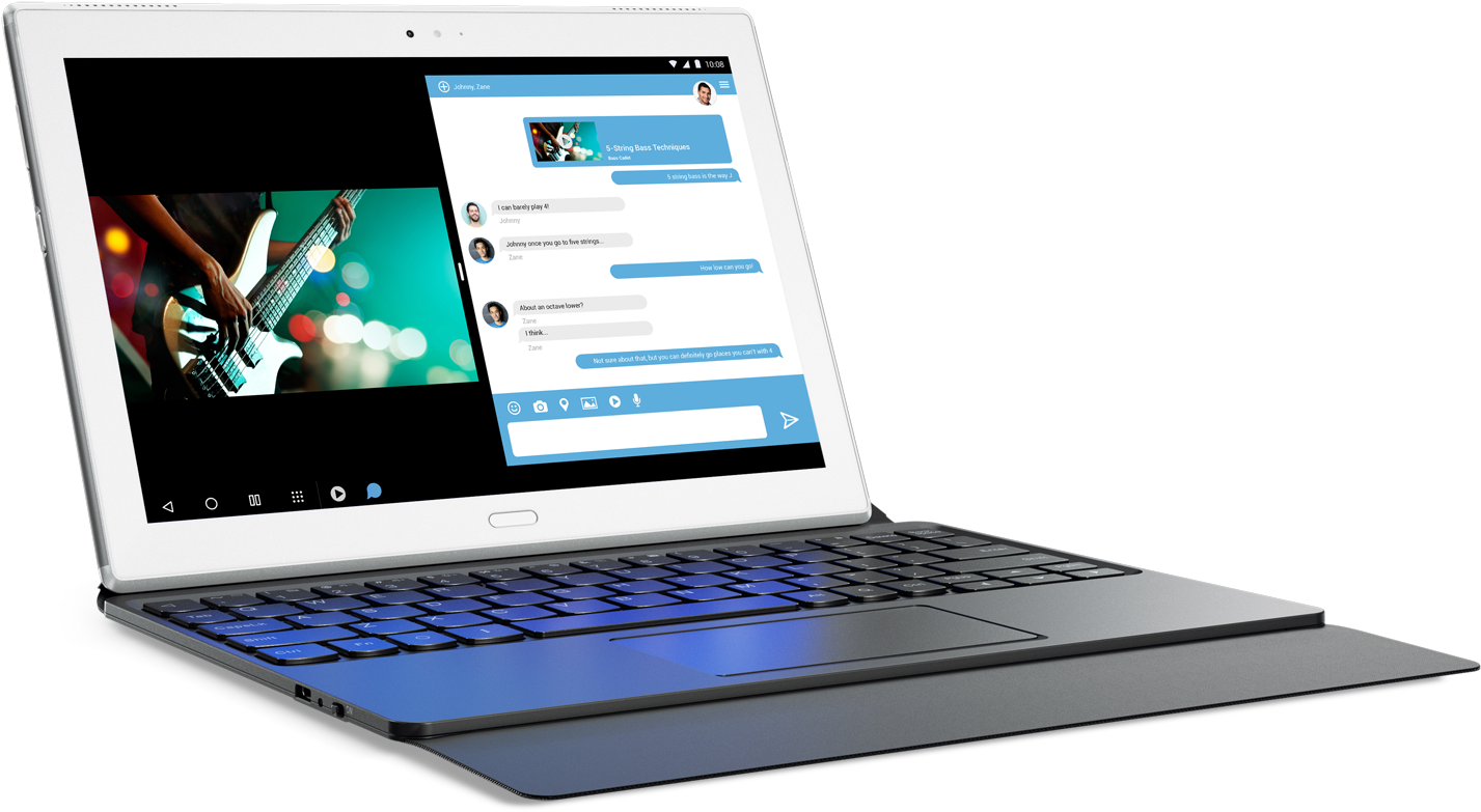 10 Tab4 Plus 10inch With Keyboard Case Hero Front Facing - Netbook (2000x1126), Png Download