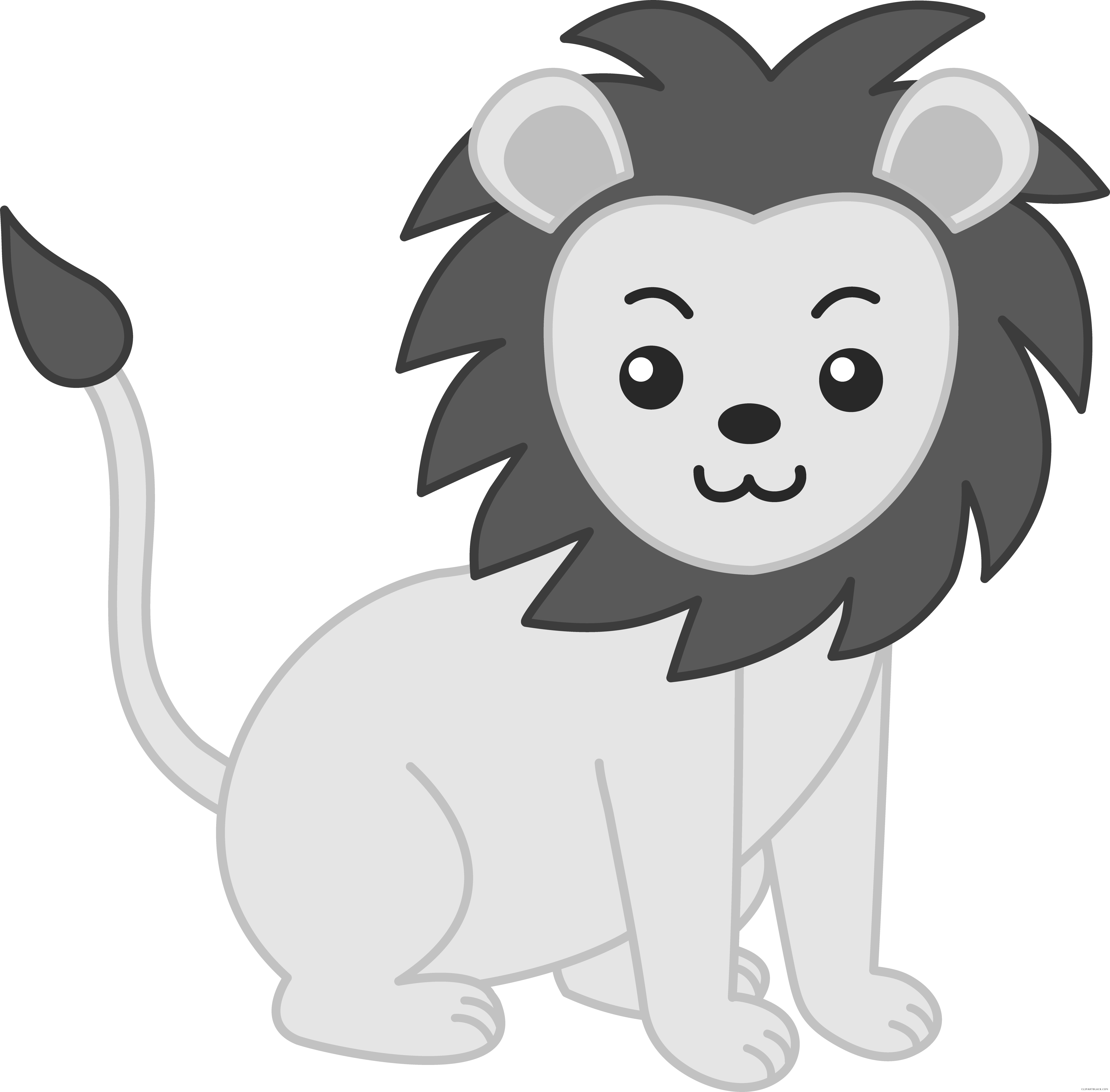 Free Pete Cat - Cartoon Lion Clipart Black And White (5171x5087), Png Download