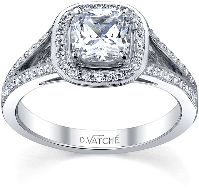 1015 Face Up M - Split Shank Halo Engagement Ring (784x784), Png Download