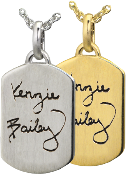Petite Dog Tag Handwriting Jewelry - Jewellery (600x600), Png Download