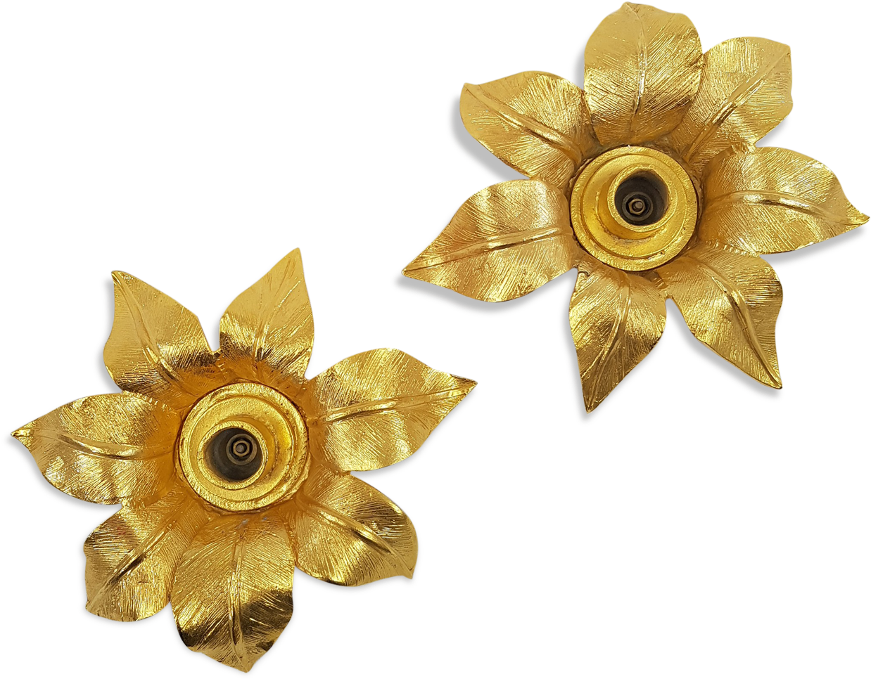 Pair Of Candlesticks Golden Flower Les Collectionnables - Artificial Flower (1457x1457), Png Download