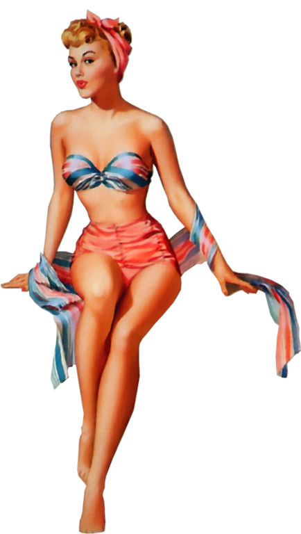 Bikini Pin Up Png (434x768), Png Download