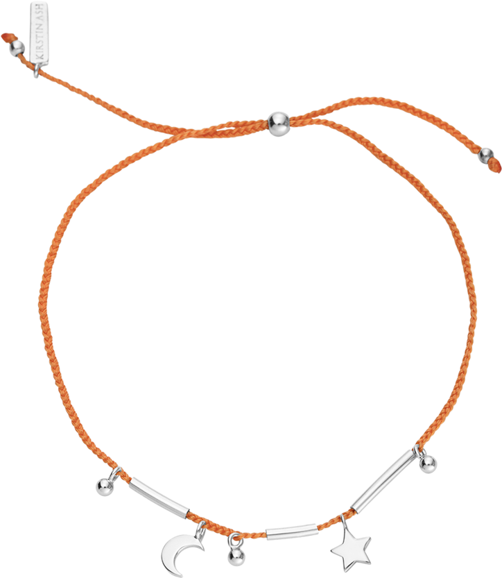 Star Moon Woven Bracelet Orange Star Moon Woven Bracelet - Tan (939x1024), Png Download