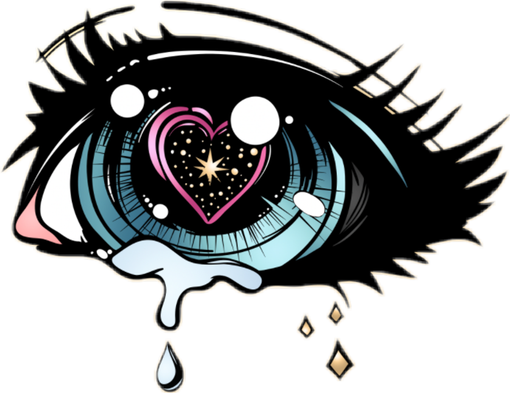 Tears Sticker - Anime Eyes Crying Drawing (1024x790), Png Download