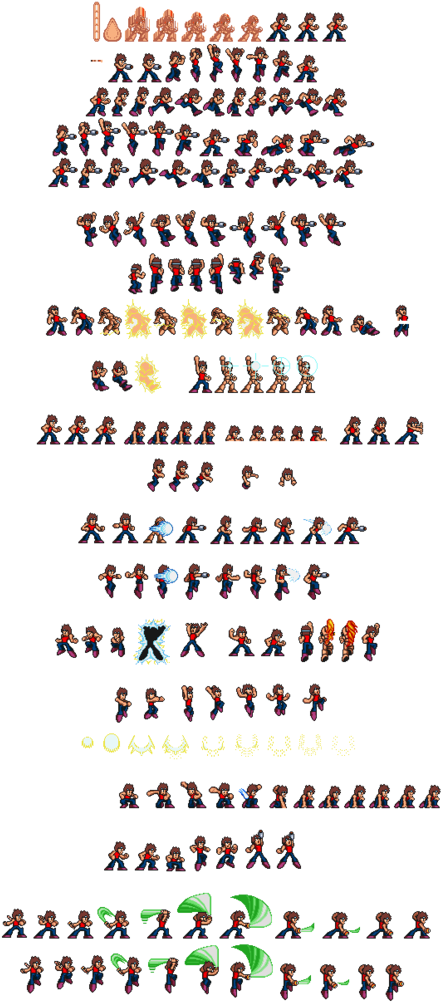 Photo Classic Sowfire X1 Style Sprite Sheet Color Separation - Megaman X Snes Style Sprites (446x1024), Png Download