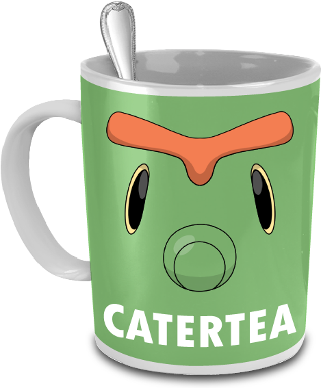 Catertea The Caterpie Face Pokemon 15oz Mug - Mug (566x566), Png Download