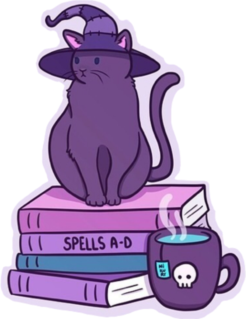 Halloween Cat Wich Spooky Violet Purple Spells Skull - Witch Aesthetic (1024x1024), Png Download