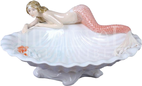 Clam Shell And Mermaid Tray - Figurine (559x559), Png Download