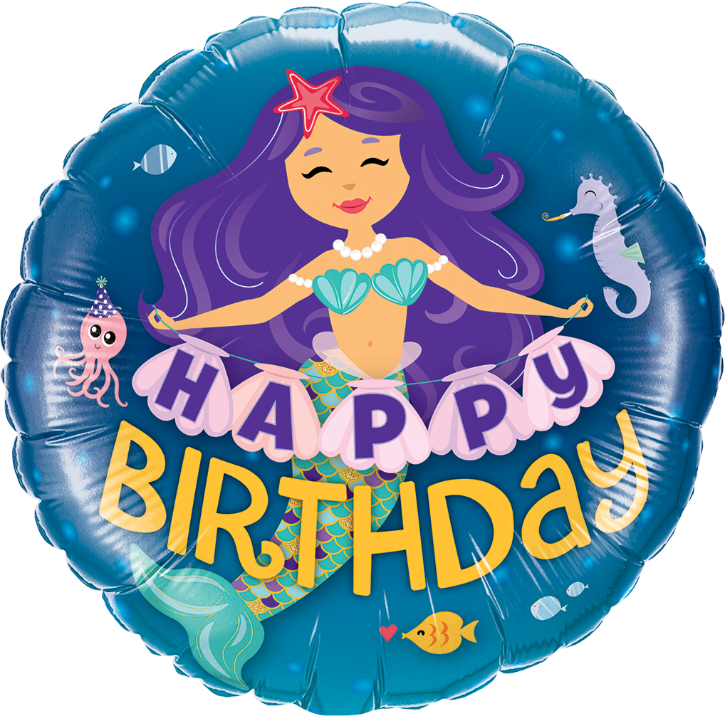 Happy Birthday Mermaid Foil Balloon - Globo De Sirena (1018x1006), Png Download