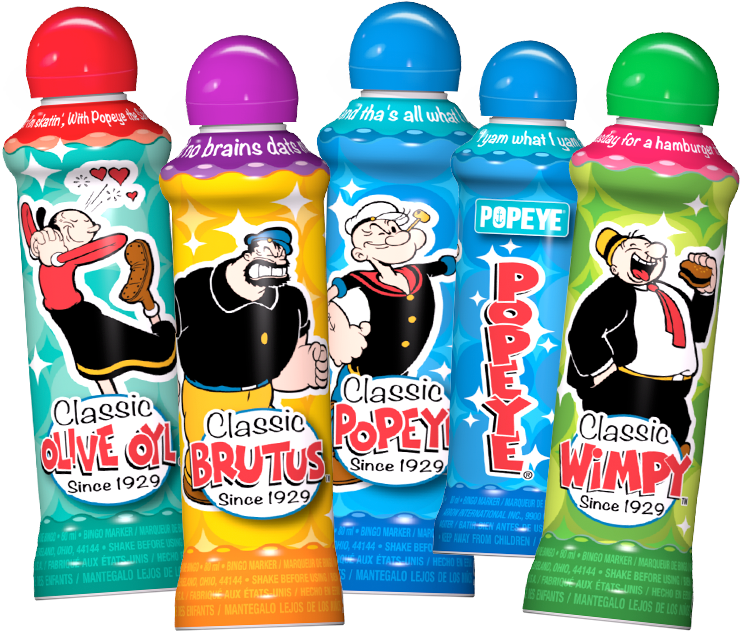 Popeye Bingo Ink Markers - Plastic Bottle (800x675), Png Download
