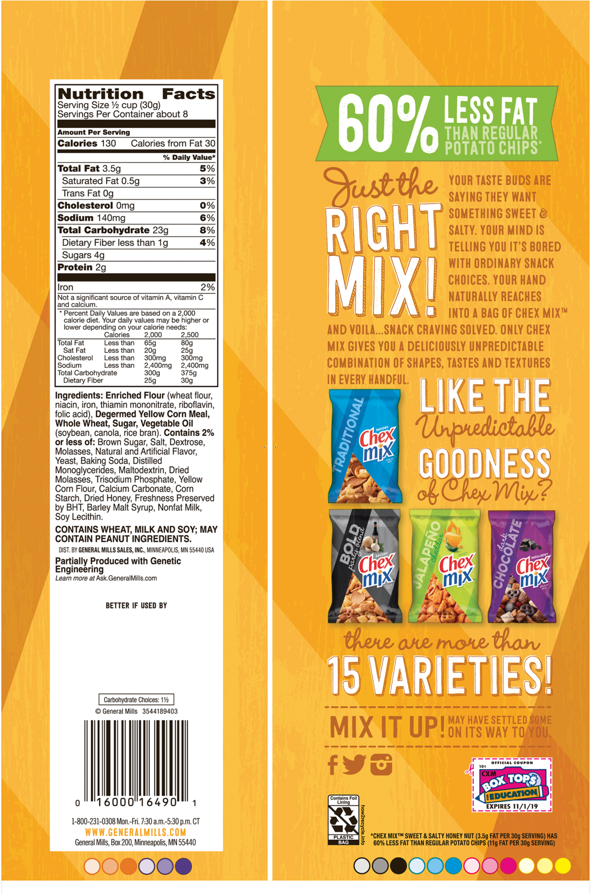 General Mills Chex Mix Sweet And Salty Honey Nut Snack - Label (1800x1800), Png Download