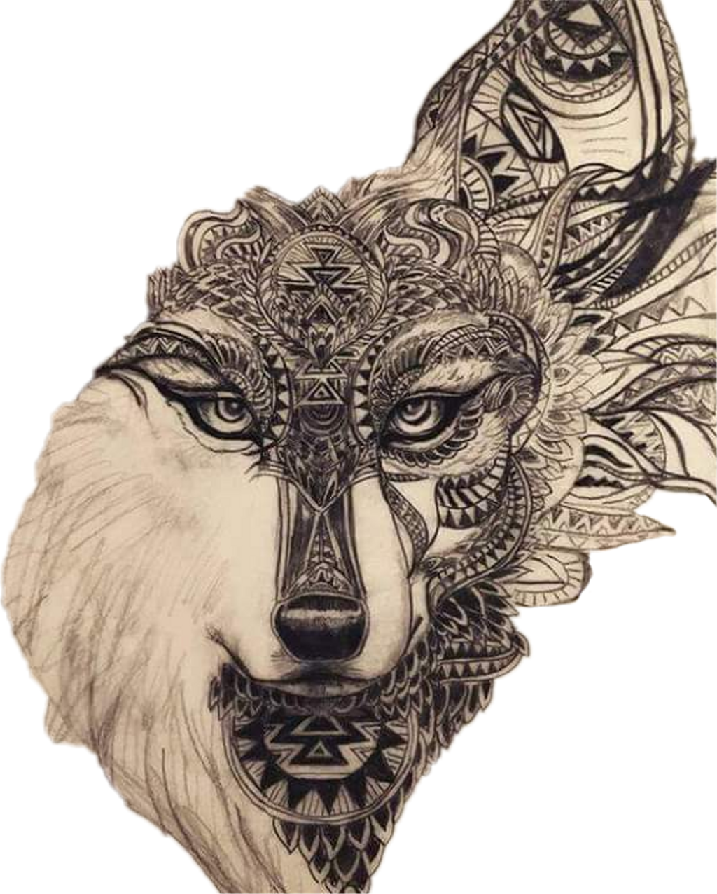 Wolf Sticker - Ideas Leg Tattoo Drawing (1024x1276), Png Download