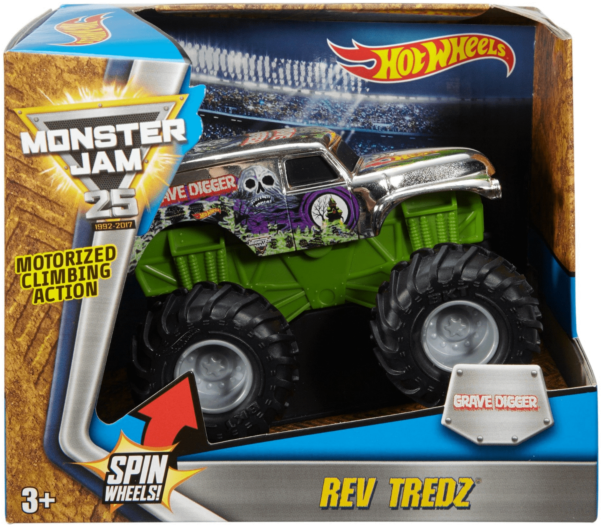 Hot Wheels Monster Jam Rev Tredz Grave Digger - Hot Wheels Monster Jam Autot (640x640), Png Download