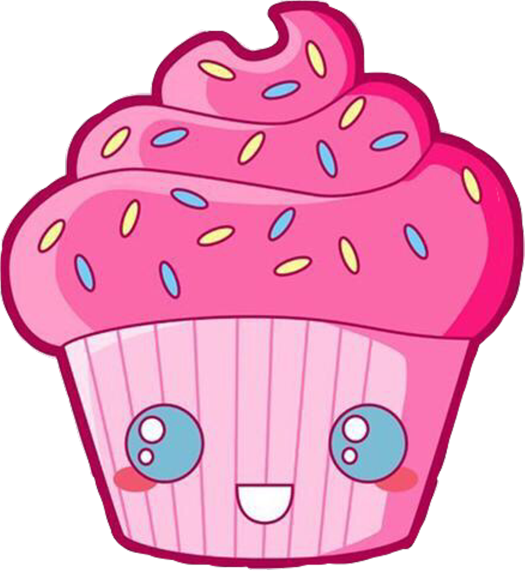 Kawaii Sticker - Imagenes De Cupcakes Animados (1024x1113), Png Download