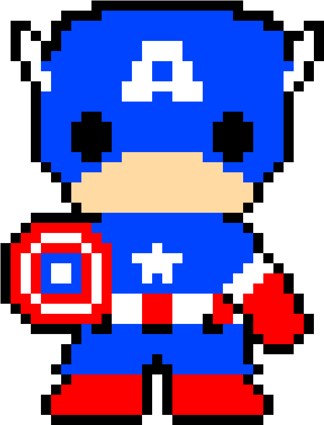 Captain America - Captain America Pixel Art (840x960), Png Download