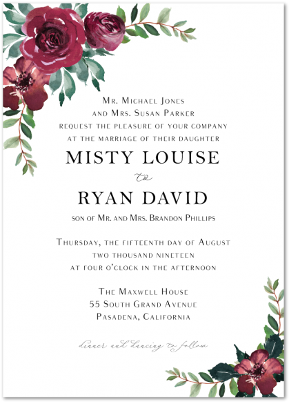 Misty Wedding Invitation - Garden Roses (570x760), Png Download