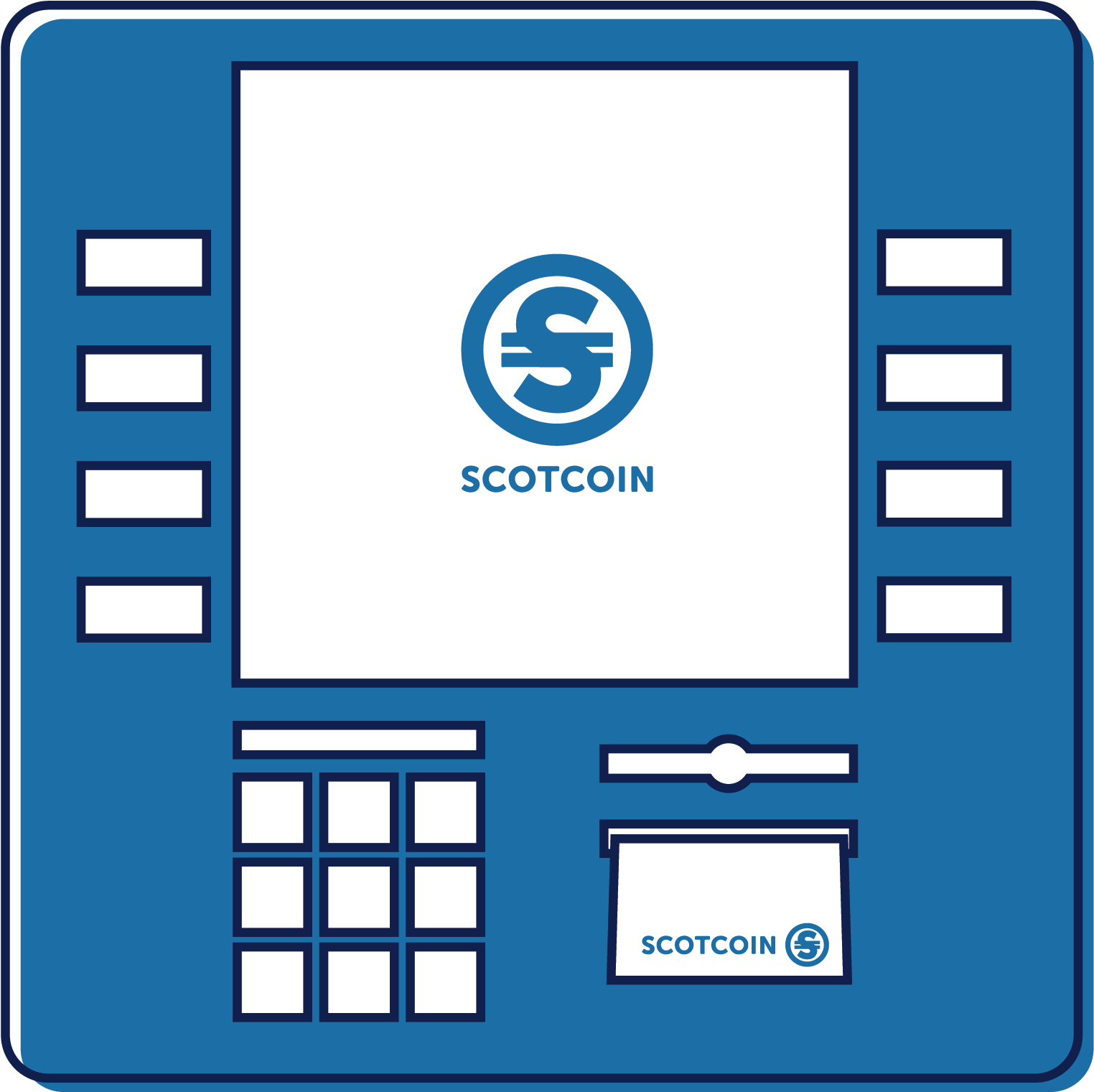 Cash Machine Blue Atm Scotcoin - Output Device (2362x2362), Png Download