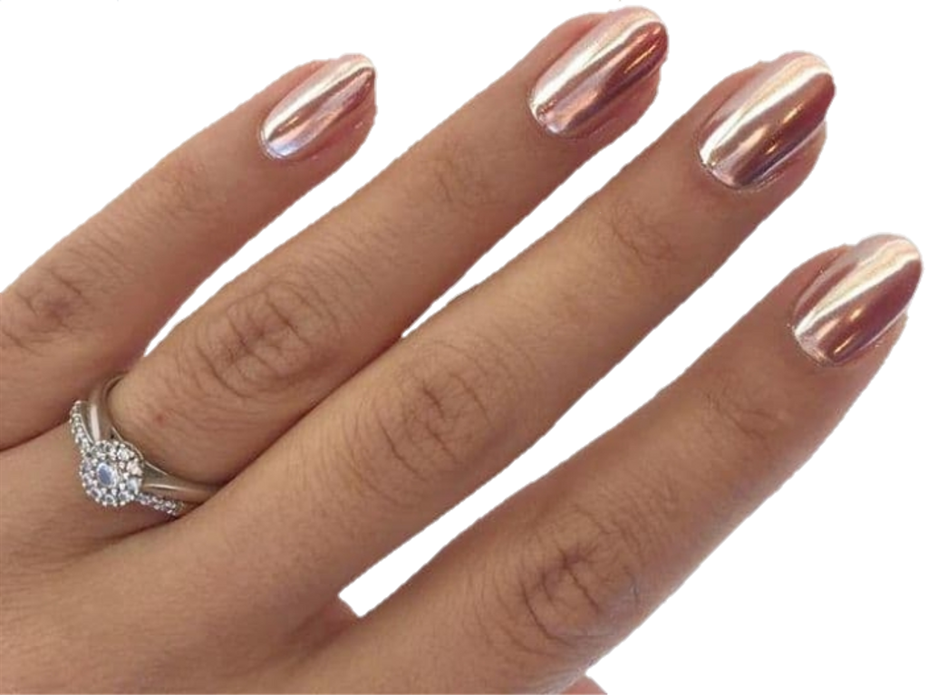 Report Abuse - Rose Gold Chrome Short Gel Nails (1024x767), Png Download