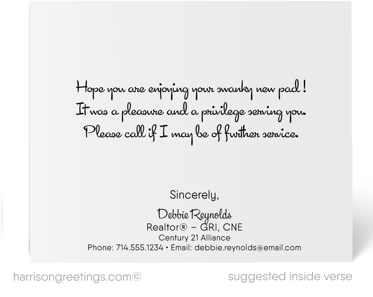 Clip Free Retro Real Estate Cards Harrison Greeting - New Home Card Realtor (769x671), Png Download