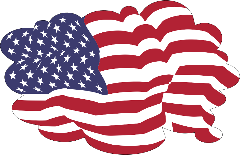 American Flag Cloud With Stroke - Png Eua (774x498), Png Download