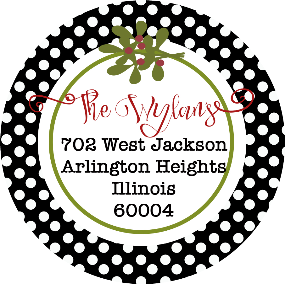 Polka Dot Holiday Address Label (975x975), Png Download