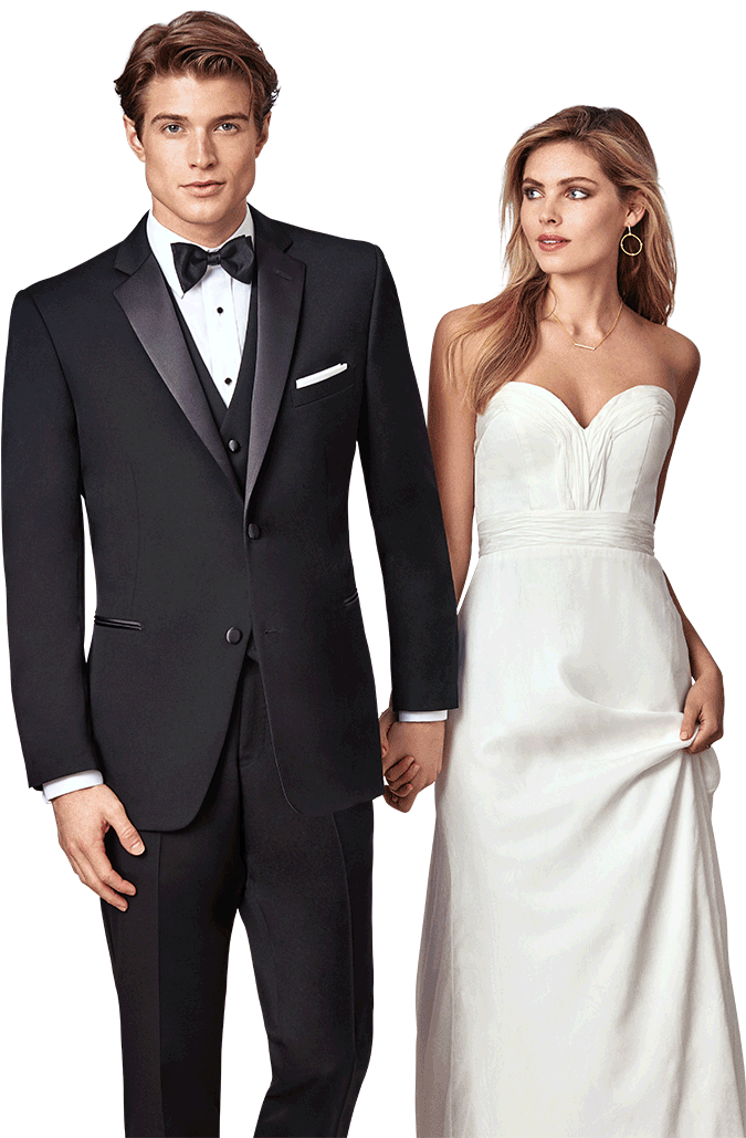Wedding And Prom Rentals Chicago Tuxedos Ike - Black Tie Man And Woman (800x1035), Png Download
