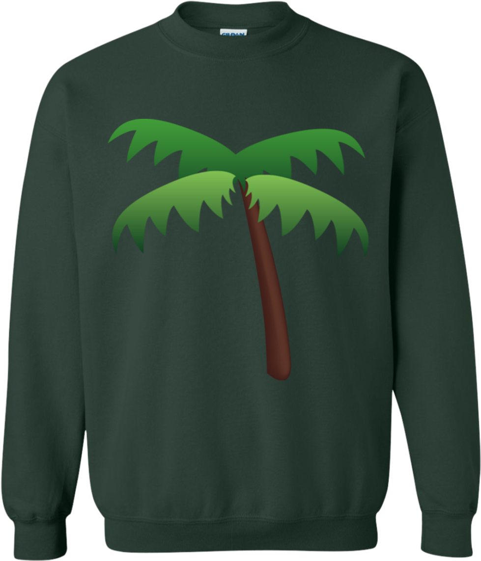 Palm Tree Emoji G180 Gildan Crewneck Pullover Sweatshirt - Ugly Christmas Sweater Friends (1155x1155), Png Download